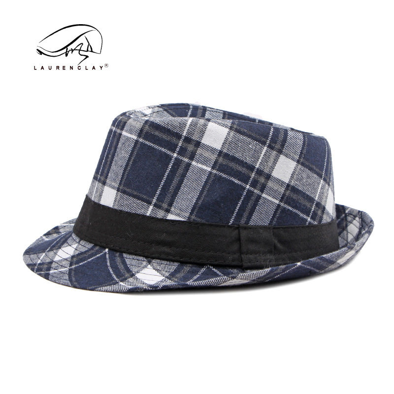 2023新款跨境帽子爵士帽春夏季经典百搭格子小礼帽女英伦复古潮