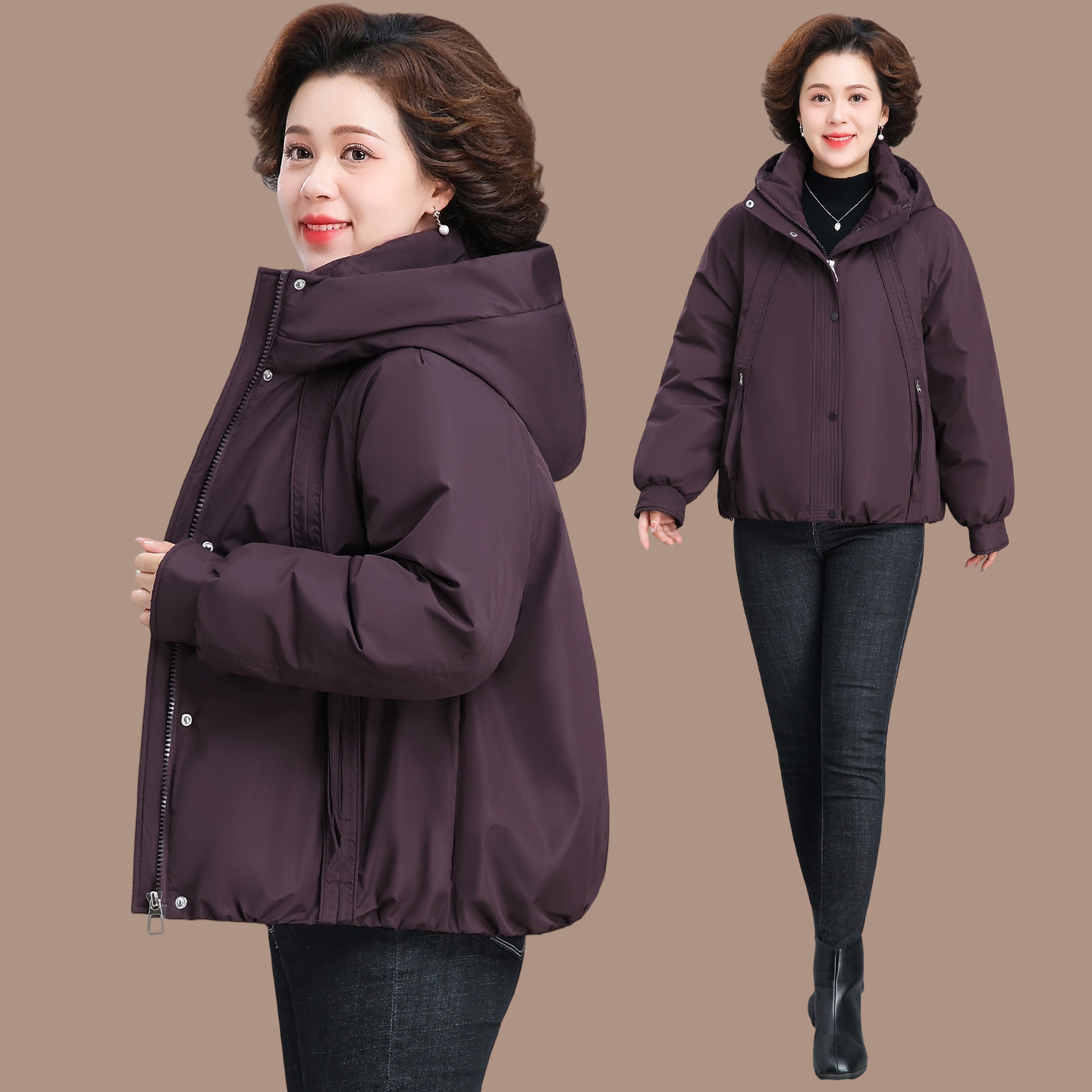 保暖棉衣外套中年洋气