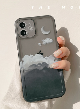 night sky cloud moon clear case适用iphone 11 12 13 14 15 16 plus 17 pro max XR XS MAX 7 8 PLUS
