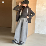 女童2025年冬季新款袋口花边缝线糯米裤女大童加厚保暖拼接弯刀裤，童装裤子，祺儿童装