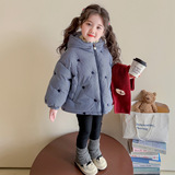 女童格子棉服外套韩系秋冬装新款小女孩加厚保暖棉衣儿童冬季棉袄，童装棉衣，祺妙童装