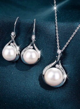 925银淡水珍珠项链女送妈妈项链单颗珍珠吊坠颈链妈妈款生日礼物