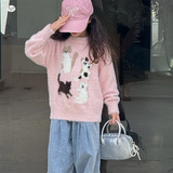 女童毛衣加厚2025年秋冬新款卡通水貂毛针织衫中大儿童休闲打底衫，童装毛衣，祺儿童装