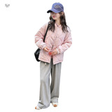 女童2025秋冬新款简约浅粉色棉衣女大童户外加绒加厚保暖棉服外套，童装棉衣，祺儿童装