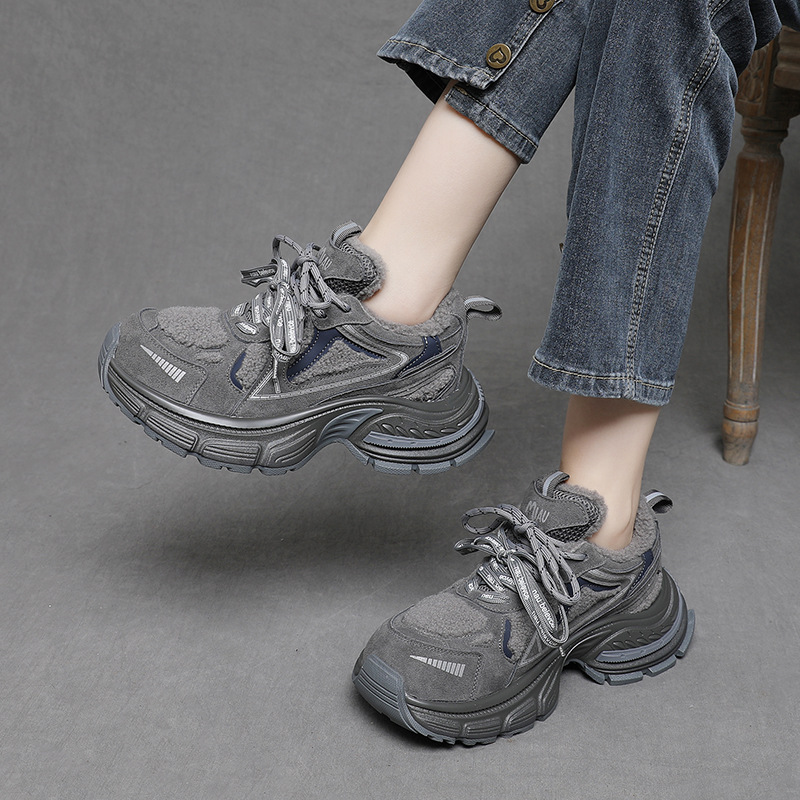 厚底老爹鞋软底防滑休闲绑带