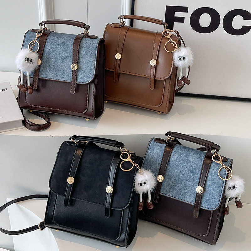 新款复古双肩包女秋冬单肩斜挎包小众质感手提包学生多功能背包潮