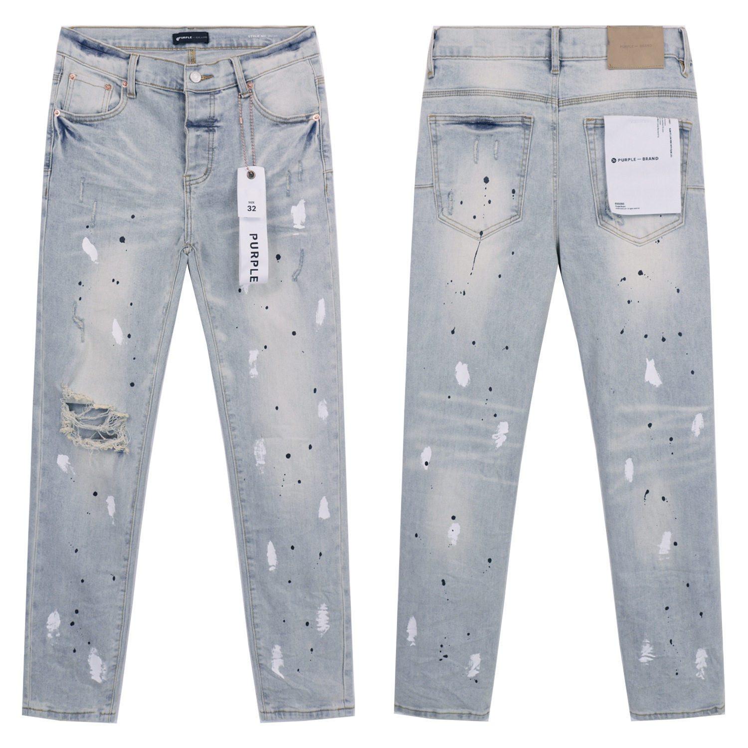 2024 American Style Trendy Brand Ripped Patchwork Ash Gray Men's Casual Straight-Leg Jeans Wholesale foto 6