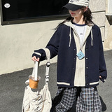 女童毛衣外套2025秋季新款假两件连帽针织开衫中大童外穿上衣春秋，童装毛衣，祺儿童装