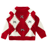 女童蝴蝶结毛衣秋冬季2025新款女洋气加厚保暖冬装针织打底衫P71，童装毛衣，祺妙童装