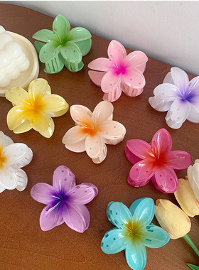 8cm紫金花跨境发夹亚马逊爆款发饰鸡蛋花抓夹鲨鱼夹花朵发抓