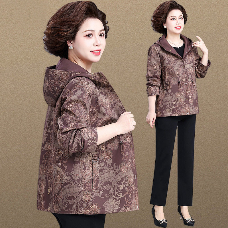 贵夫人春装风衣女洋气中老年妈妈春秋外套加加大码老人衣服
