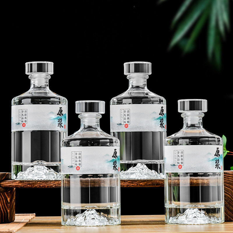 一斤白酒空酒玻璃500ml自酿酒分装婚庆酒套装家用高档白酒瓶密封