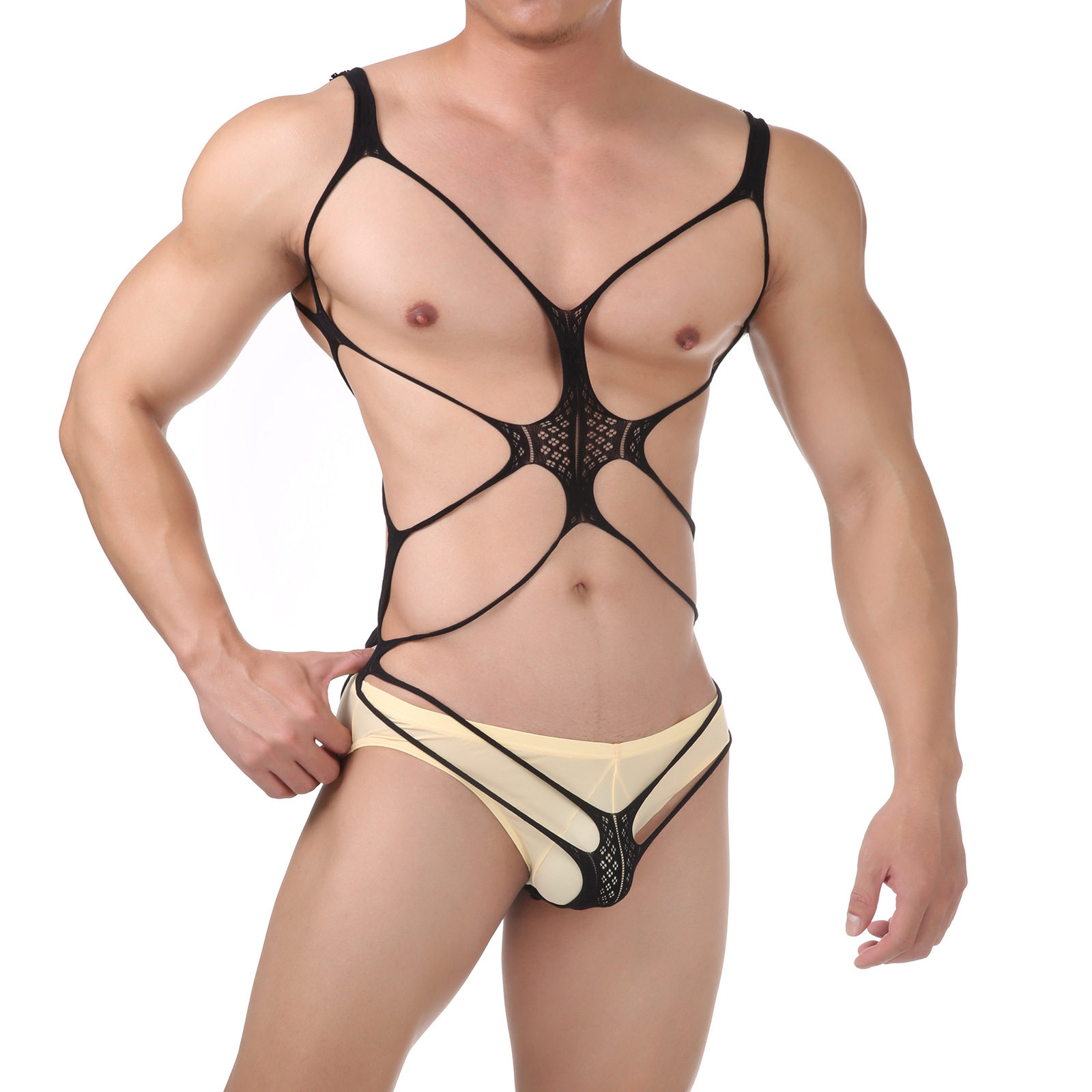 【不含内裤】性感蕾丝连体衣 伪娘性感开档露胸渔网紧身内衣塑身,女士内衣/男士内衣/家居服,塑身连体衣,淘宝优惠券,粉丝福利购,淘宝优惠卷