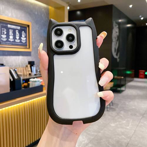 cartoon Cat ears clear case适用iphone 11 12 13 14 15 16 17 pro max XR XS MAX 7 8 PLUS