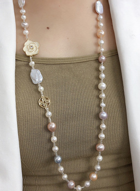 新款天然淡水珍珠毛衣链百搭时尚饰品小众设计感首饰