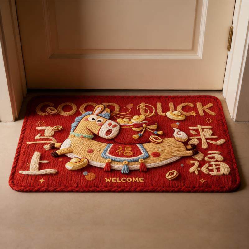 2026马年新年卡通喜庆地垫进门入户玄关浴室硅藻泥脚垫地毯门垫,居家布艺,地毯,淘宝优惠券,粉丝福利购,淘宝优惠卷