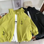 新款 儿童休闲连帽上衣中小童潮帅气上衣 女童冲锋衣外套春秋新款