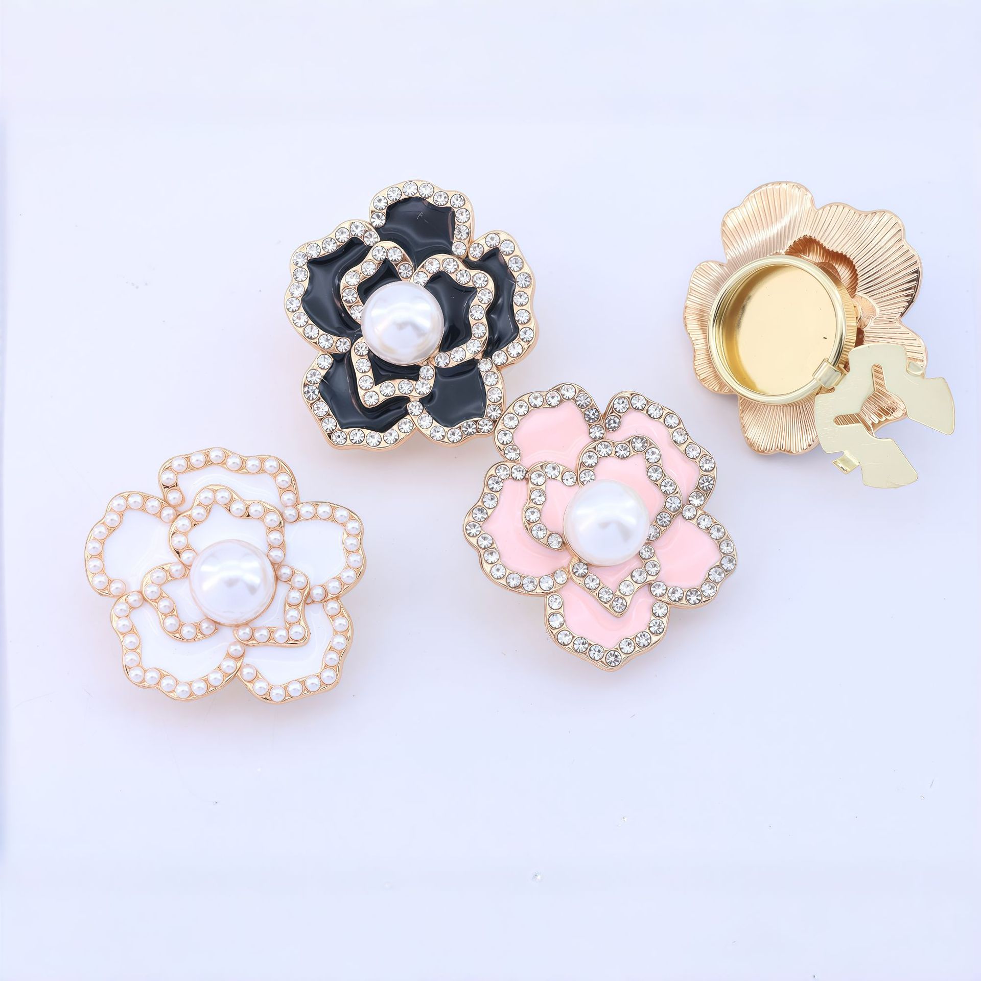 袖扣button cover 衬衫扣亮珍珠花水钻袖扣乌龟扣套扣夹扣跨境