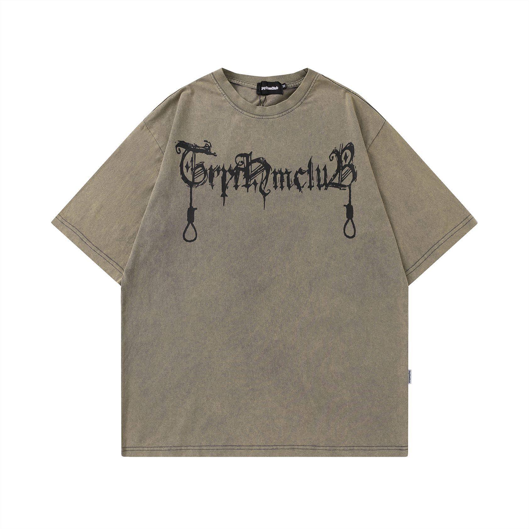 美式街头复古街潮牌十字架-设计主题短袖t恤男女情侣圆领