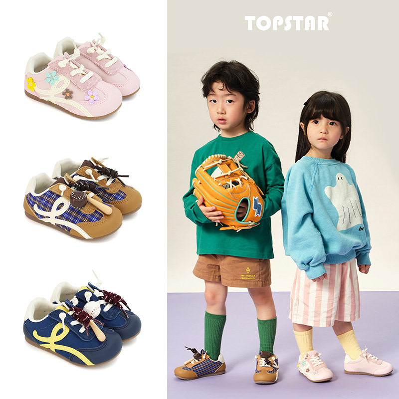 topstar儿童德训鞋2026春款板鞋男女童帆布运动鞋入园阿甘鞋防滑