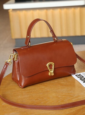 2026小众复古级感小方包跨境女包真皮手提斜挎包植鞣牛皮肩包