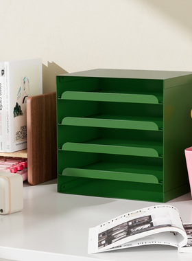 多层信盘文件托盘桌面置物架柜铁艺化妆品收纳盒抽拉式收纳架盒