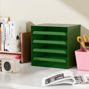 多层信盘文件托盘桌面置物架柜铁艺化妆品收纳盒抽拉式收纳架盒