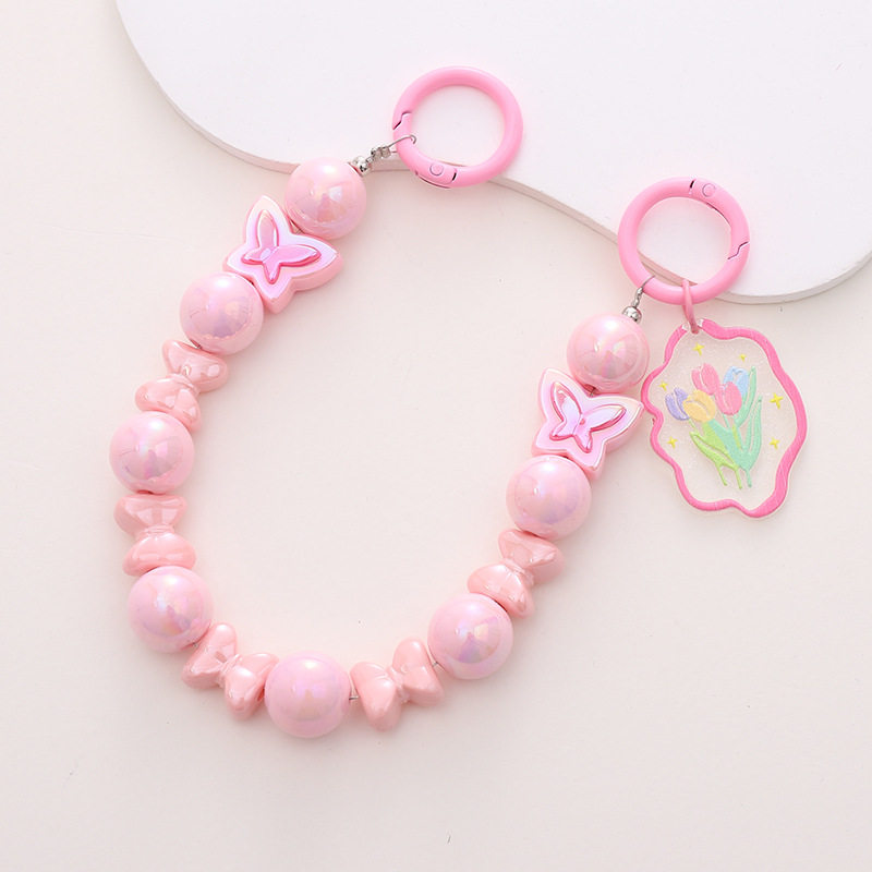 LILIAN NEW MERMAID BEADED MOBILE PHONE CHAIN CANDY COLOR BOW TOTE CHAIN MOBILE PHONE CASE HANGING PENDANT WATER CUP CHAIN