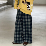 女童2025年冬季新款大格子加绒裤女大童复古百搭休闲保暖阔腿裤子，童装裤子，祺儿童装