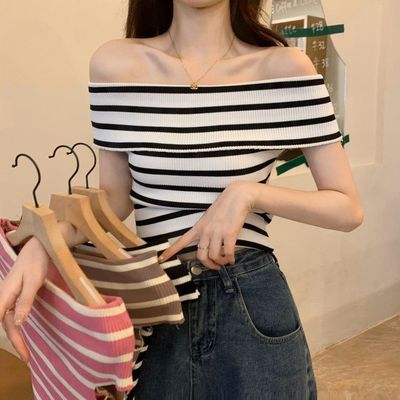 夏季涤纶韩版短袖条纹