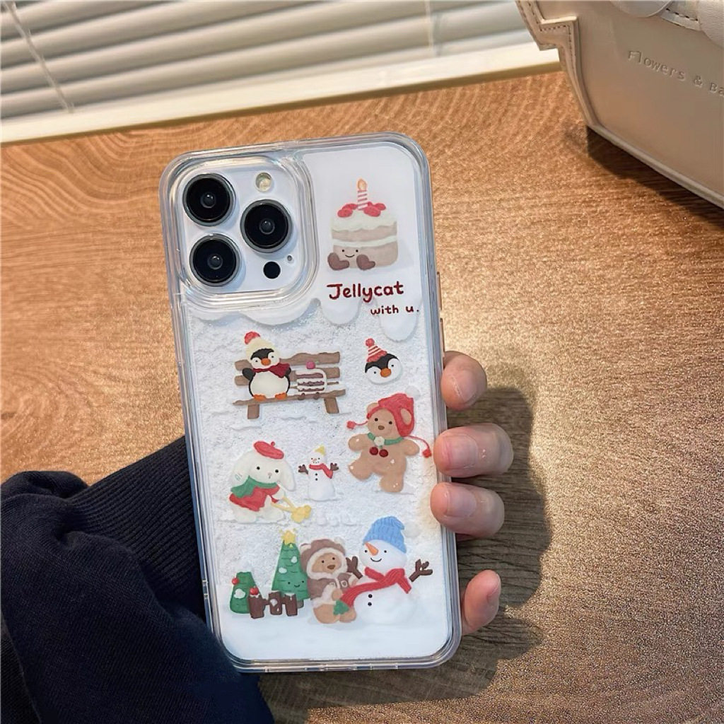 流沙小熊雪人手机壳适用于苹果15promax可爱iPhone14卡通x/xs/xr