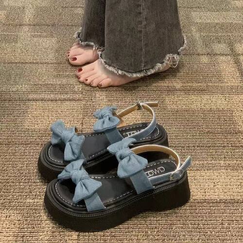 蝴蝶结女式凉鞋厚底外穿松糕鞋