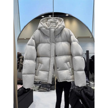 白鸭绒泡芙羽绒服女款短款连帽加厚2025冬季新款设计感小众外套潮