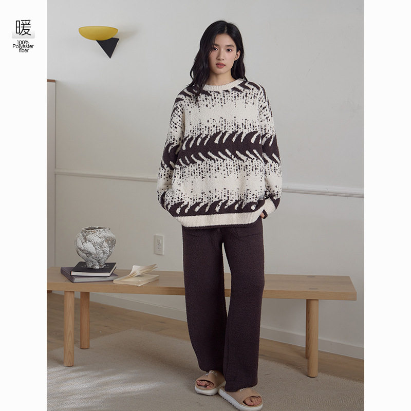 【暖暖绒】新款睡衣情侣半边绒加厚宽松版大码女士家居服套装冬