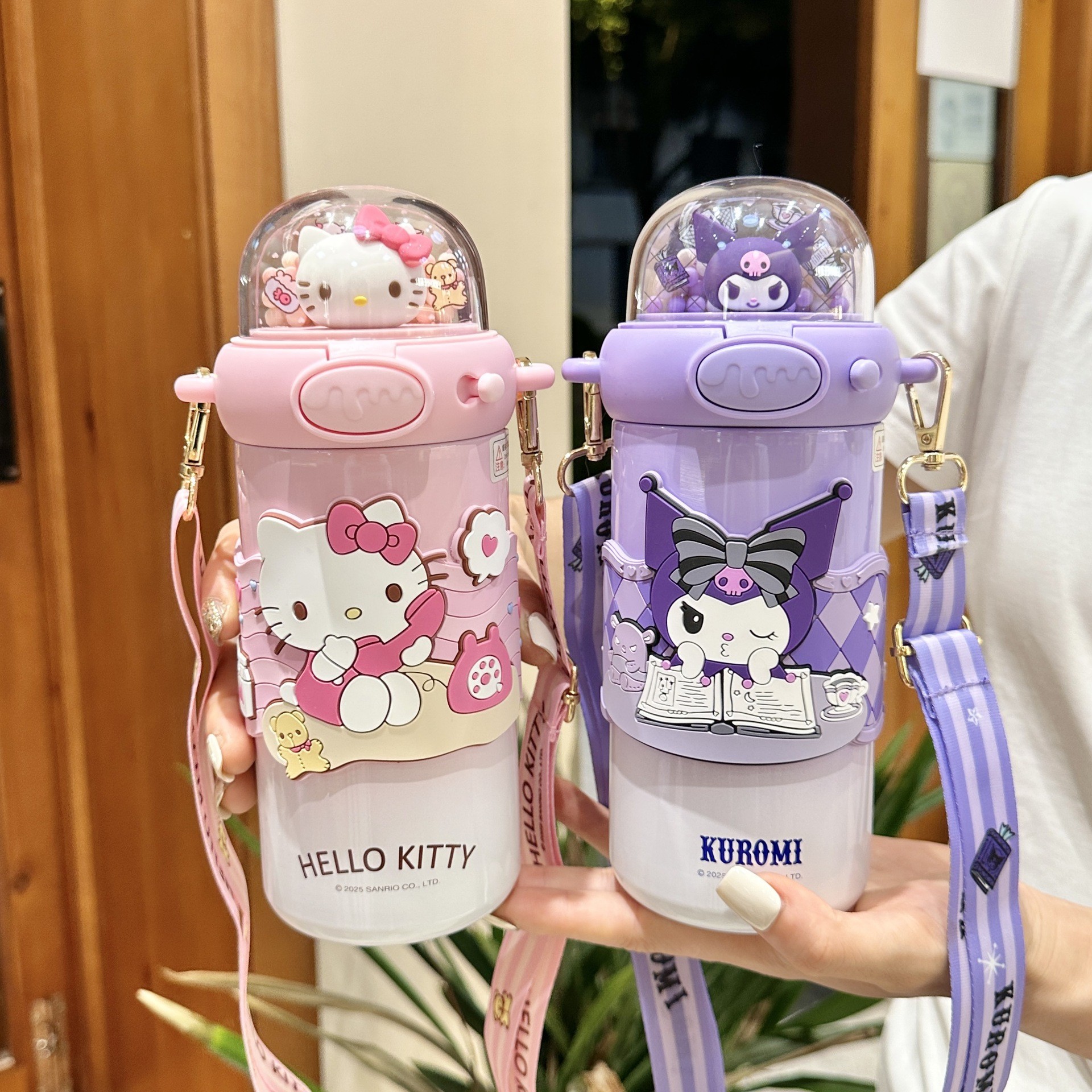 三丽鸥闪闪凯蒂猫儿童水杯316保温杯学生上学便携水壶大容量吸管