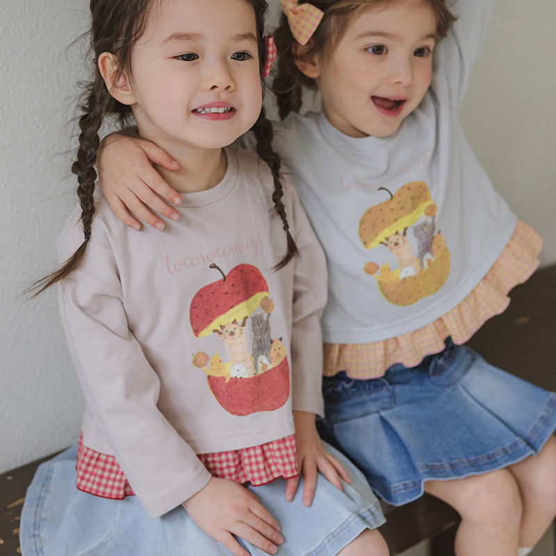 女童长袖打底衫春款新品洋气圆领