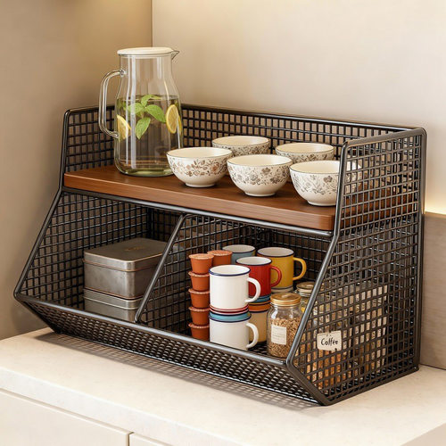 桌面置物架水杯架子餐桌上台面多层茶杯收纳架边柜收纳盒咖啡客厅