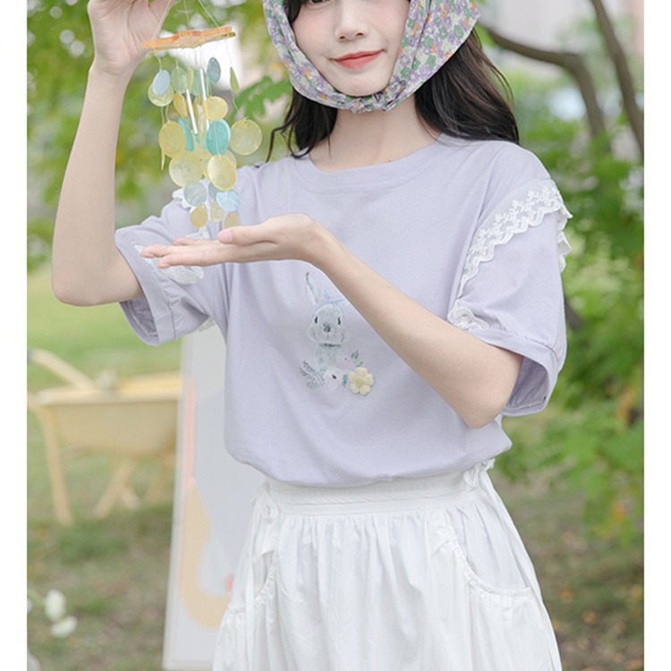 2025夏季新款女中学生可爱风格上衣学生女生t恤短袖学院风个性