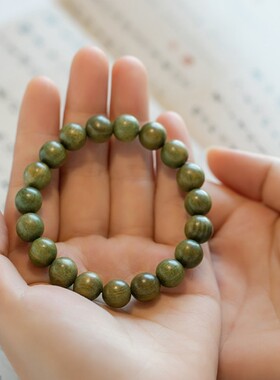 倾尽年华绿檀木佛珠手串民族风手串情侣款檀香圈手串学生木质女