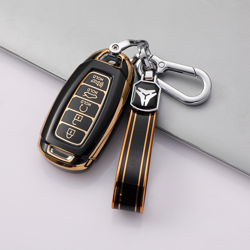 适用北京现钥匙套金边新胜达ix35菲斯塔ix25悦动伊兰特名图车壳女