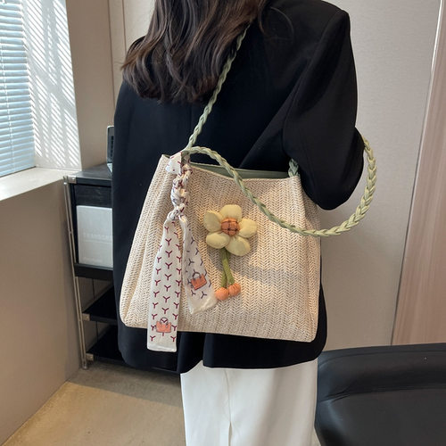 编织草编包包女大容量2026新款夏天手提肩包海边挎包通勤托特包