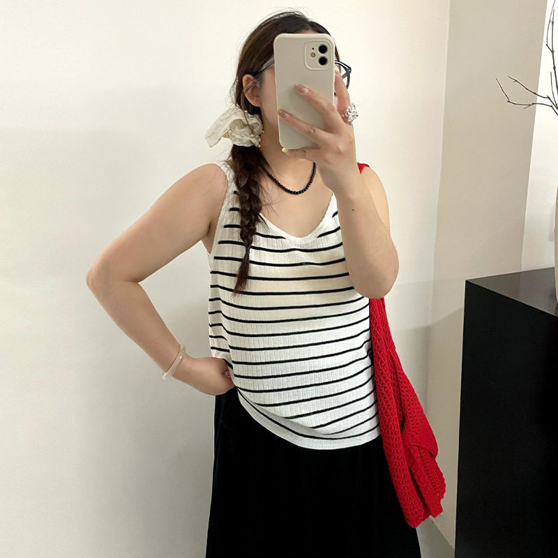 大码女装25018百搭休闲外搭无袖上衣2026夏胖mm薄款针织背心吊带