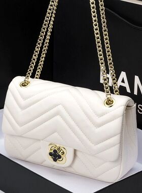2026轻奢品牌新款潮小香风菱格四叶草肩斜挎时尚百搭链条包女包