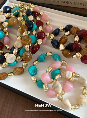 不规则晕染串珠时尚项链新款复古潮流个性锁骨链轻奢级感项饰女