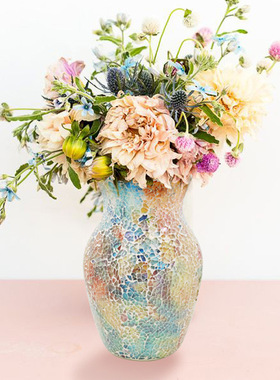 幻彩马赛克地中海花玻璃装饰花瓶摆件Iridescent Mediterranean