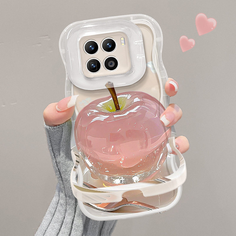 水晶苹果手链适用小米15pro手机壳14/13双支架红米k80透明硅胶70