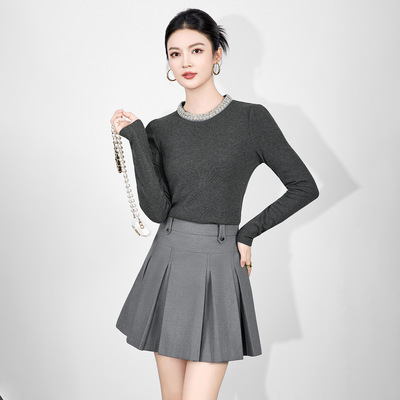 南油高货针织打底衫钉珠亮片气质