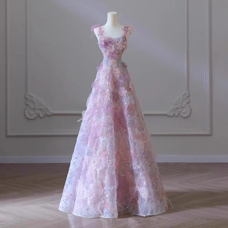晚礼服女2025新款森系花朵重工生日宴主持人超仙气质新娘敬酒服