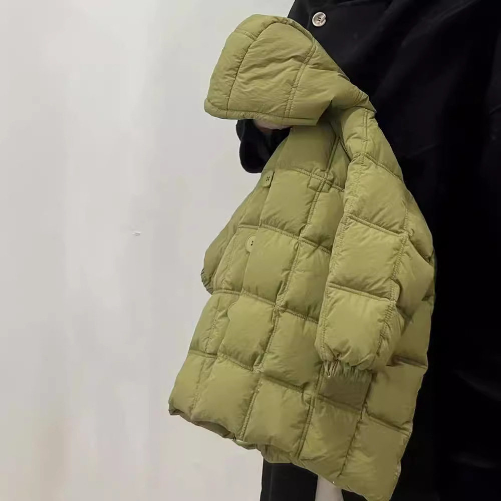 女童中长款格子韩版棉服