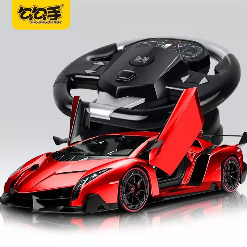 仿真大方向盘遥控车勾勾手玩具车可充电漂移重力感应一键开门